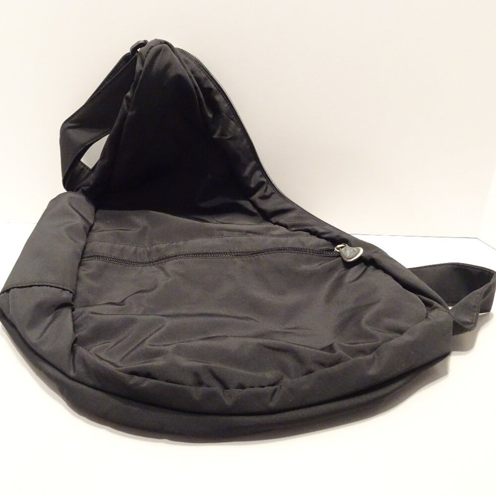 LL Bean Ameribag 19” Healthy Back Bag Black Shoulder Sling Crossbody Backpack